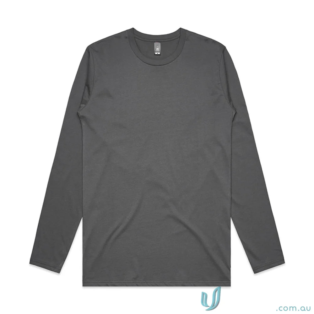 Plain dark gray ink ls tee long-sleeve crew neck workwear uniform T-shirt