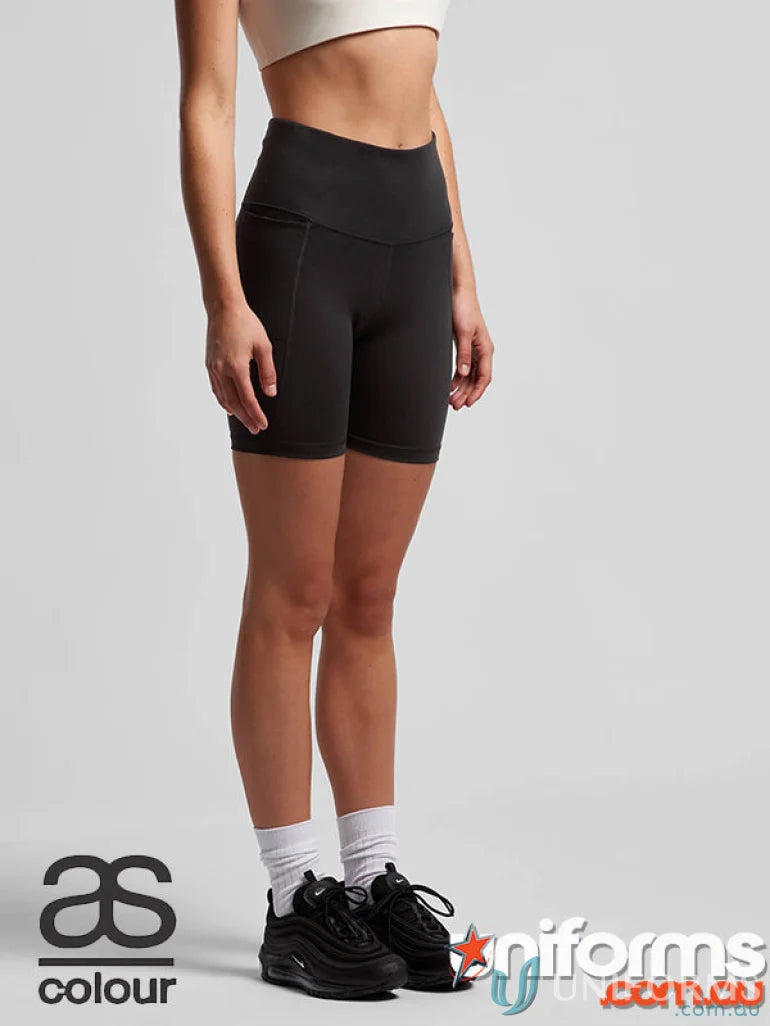 Black high-waisted biker shorts from AS Ladies Active Shorts, perfect for workwear or uniforms