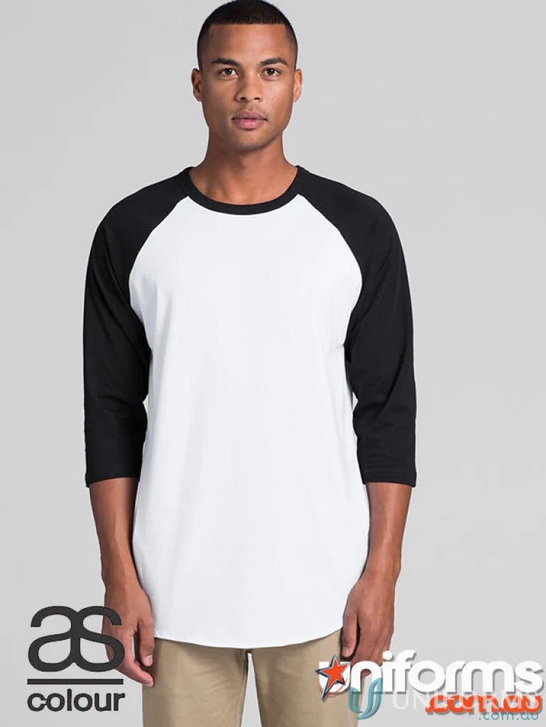 Black and white baseball tee perfect for casual workwear or team uniforms in AS Raglan Tee