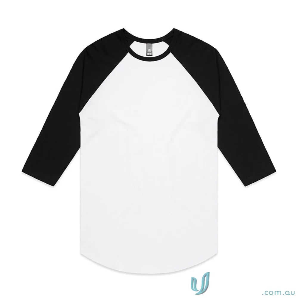 Black and white raglan shirt from AS Raglan Tee, perfect for work uniforms or casual workwear