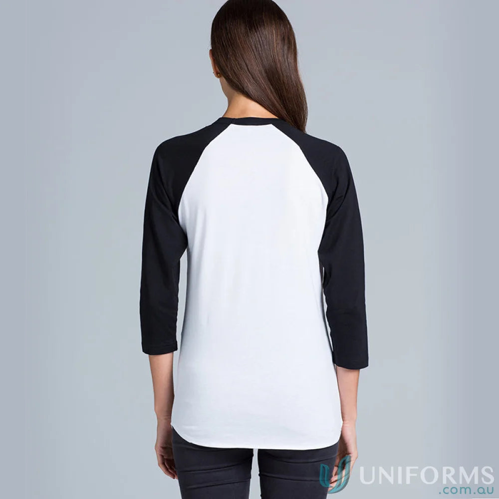 Black and white raglan shirt from AS Raglan Tee, perfect for uniforms or workwear