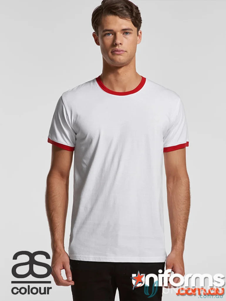 AS Ringer Tee white workwear t-shirt with red trim, perfect for uniforms