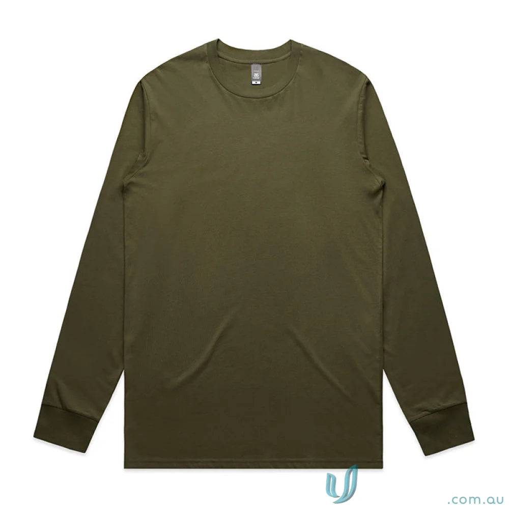 Olive green long-sleeved workwear shirt from AS Staple LS Tee for uniforms