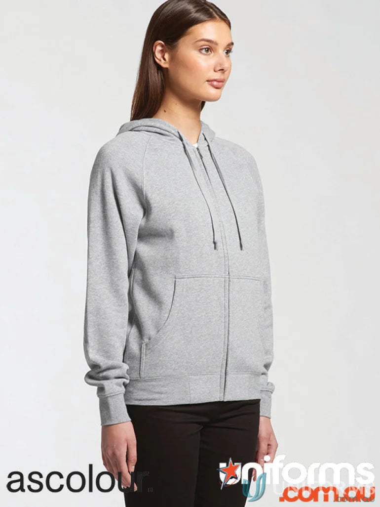 Gray zip-up hoodie from AS Womens Zip Hoodie perfect for casual wear and workwear