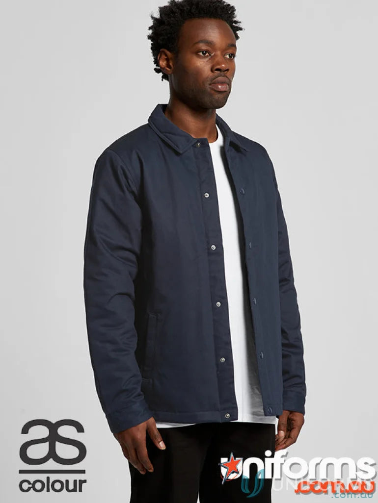 Navy blue button-up jacket from AS Work Jacket, perfect for uniforms and workwear