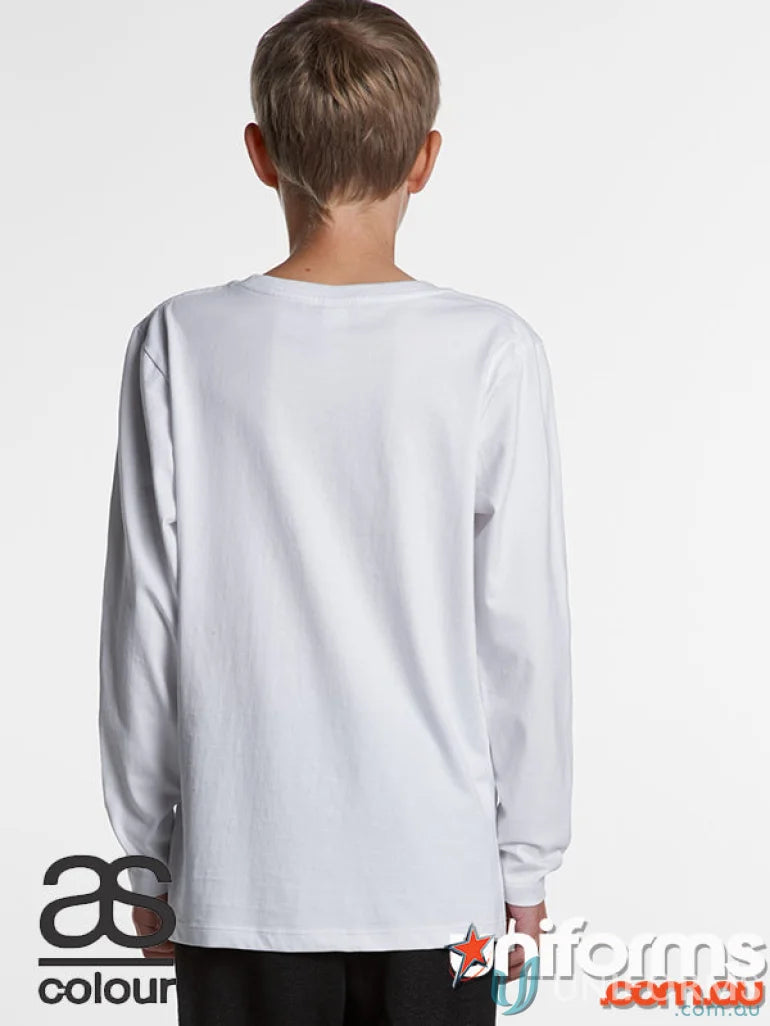 White long-sleeved workwear shirt in AS Youth Staple LS Tee for uniforms