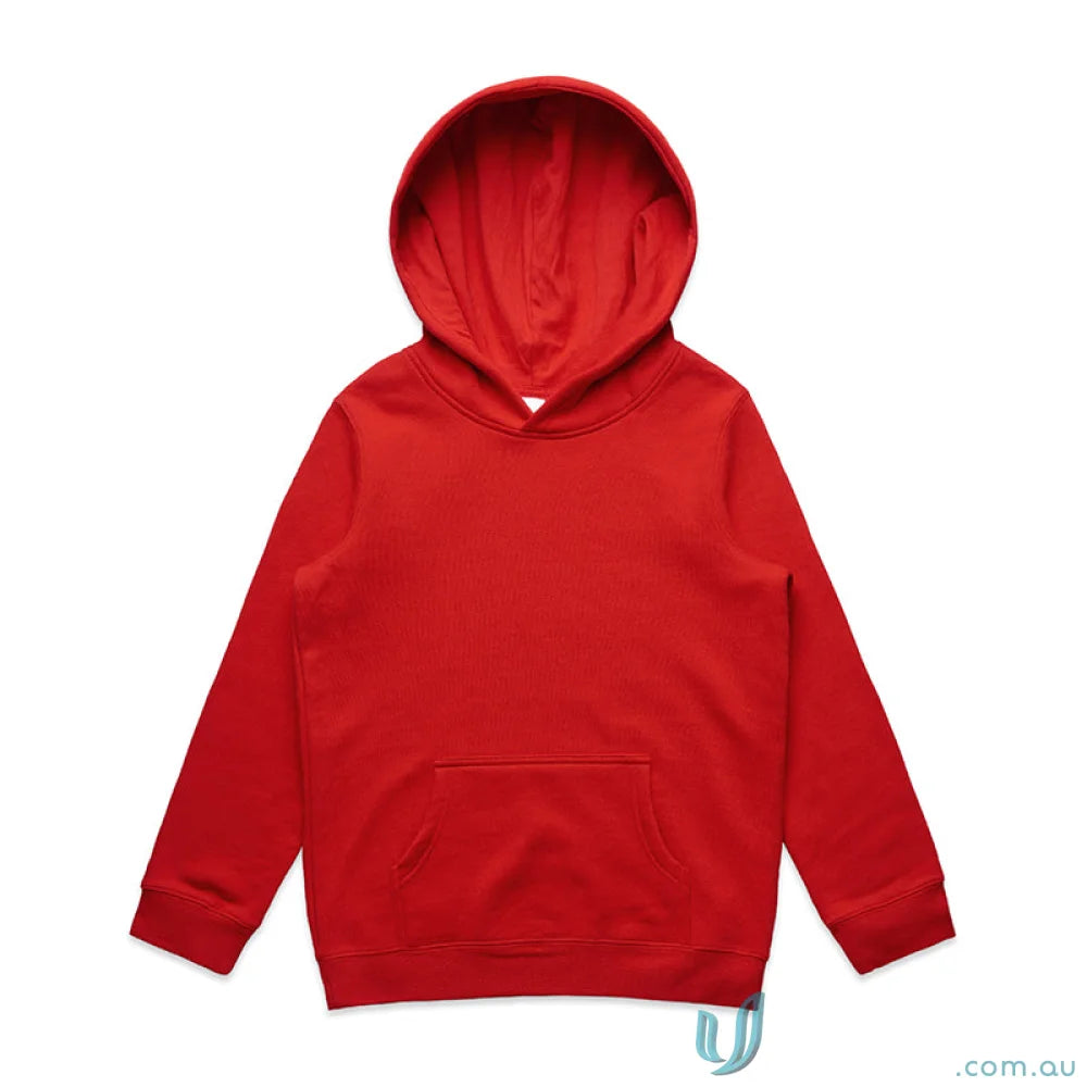 Red hooded sweatshirt from AS Youth Supply Hoodie, perfect for casual wear or workwear