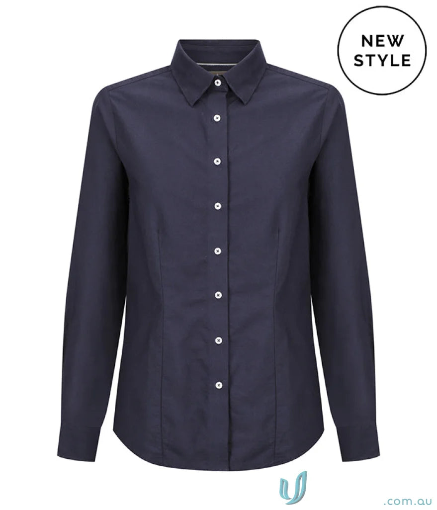 Navy blue Ashton Cotton Oxford Shirt with hidden modesty button as seen in Ashton 2103WL