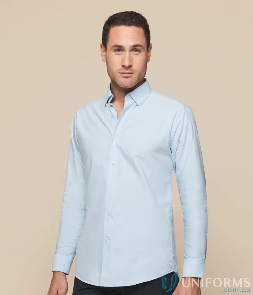 Light blue Ashton Cotton Oxford Shirt, contemporary fit oxford shirt for uniforms