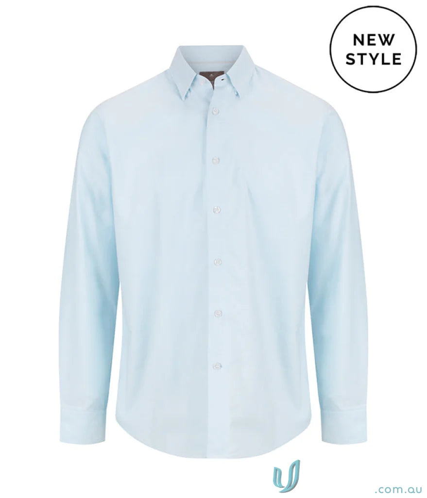 Light blue Ashton Cotton Oxford Shirt in contemporary fit perfect for uniforms