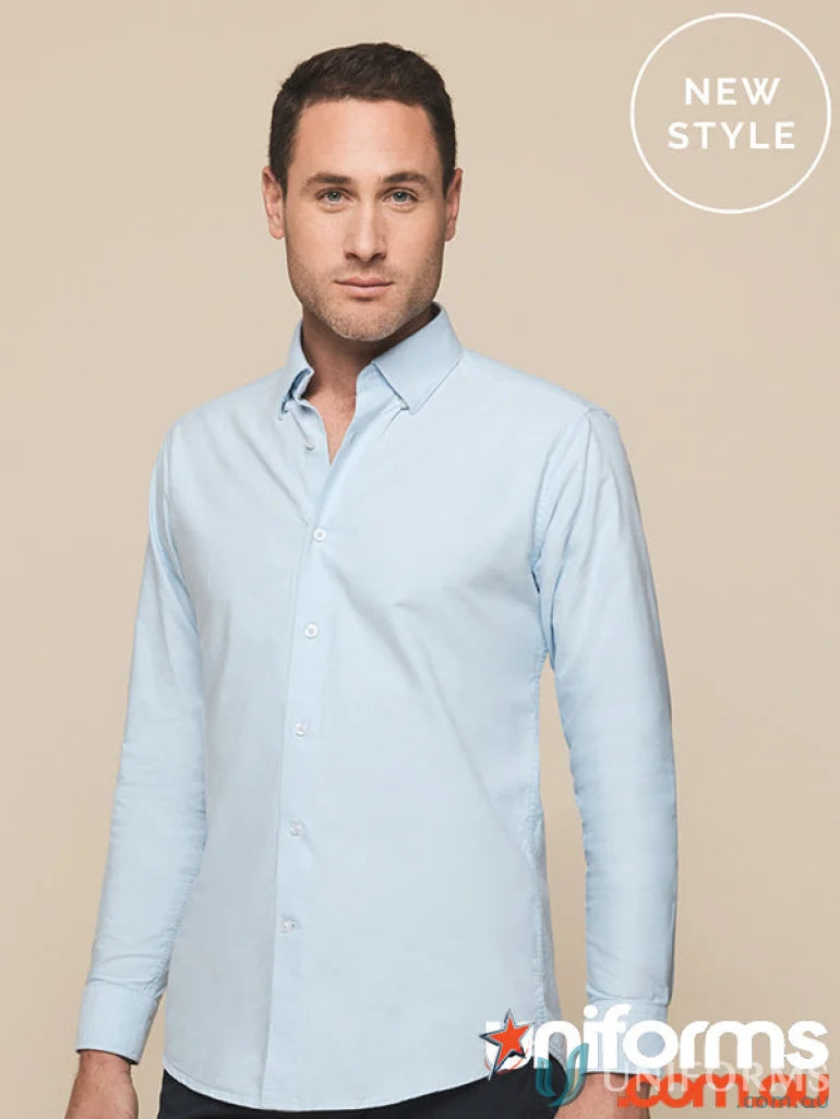 Light blue Ashton Cotton Oxford Shirt in contemporary fit oxford style for uniforms