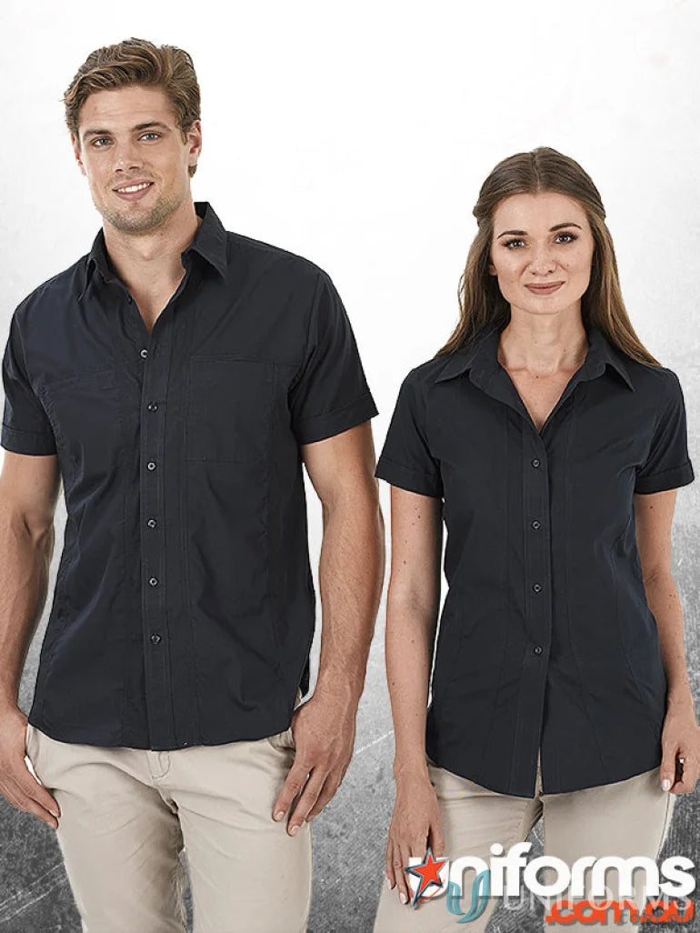 Matching black men’s short casual short sleeve Aston SS Shirt for stylish men