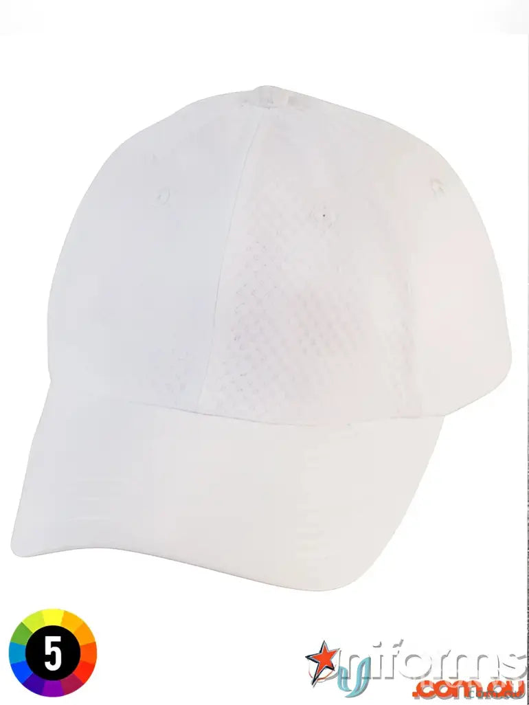 White baseball cap from Winning Spirit Athletic CH20 Athletic Mesh Cap collection