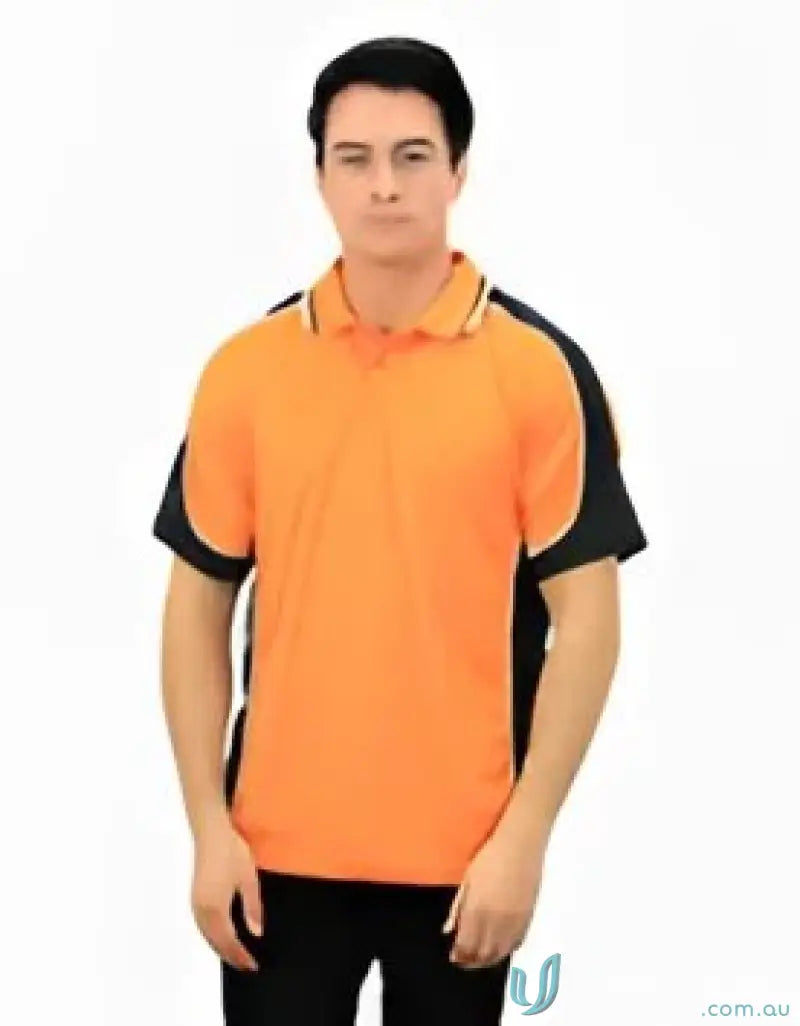 Orange and black Auburn Polo with moisture management, sewn-on pocket, digital transfer