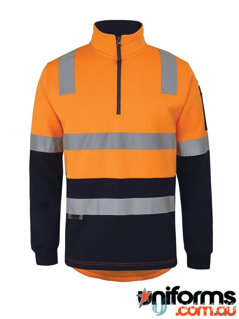 Orange and navy blue hi-vis rail uniform long-sleeved shirt with reflective tape