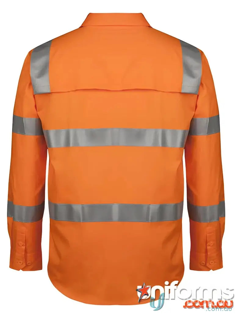 Orange Aust Rail HiVis long-sleeved shirt ideal for work uniforms and sun protection