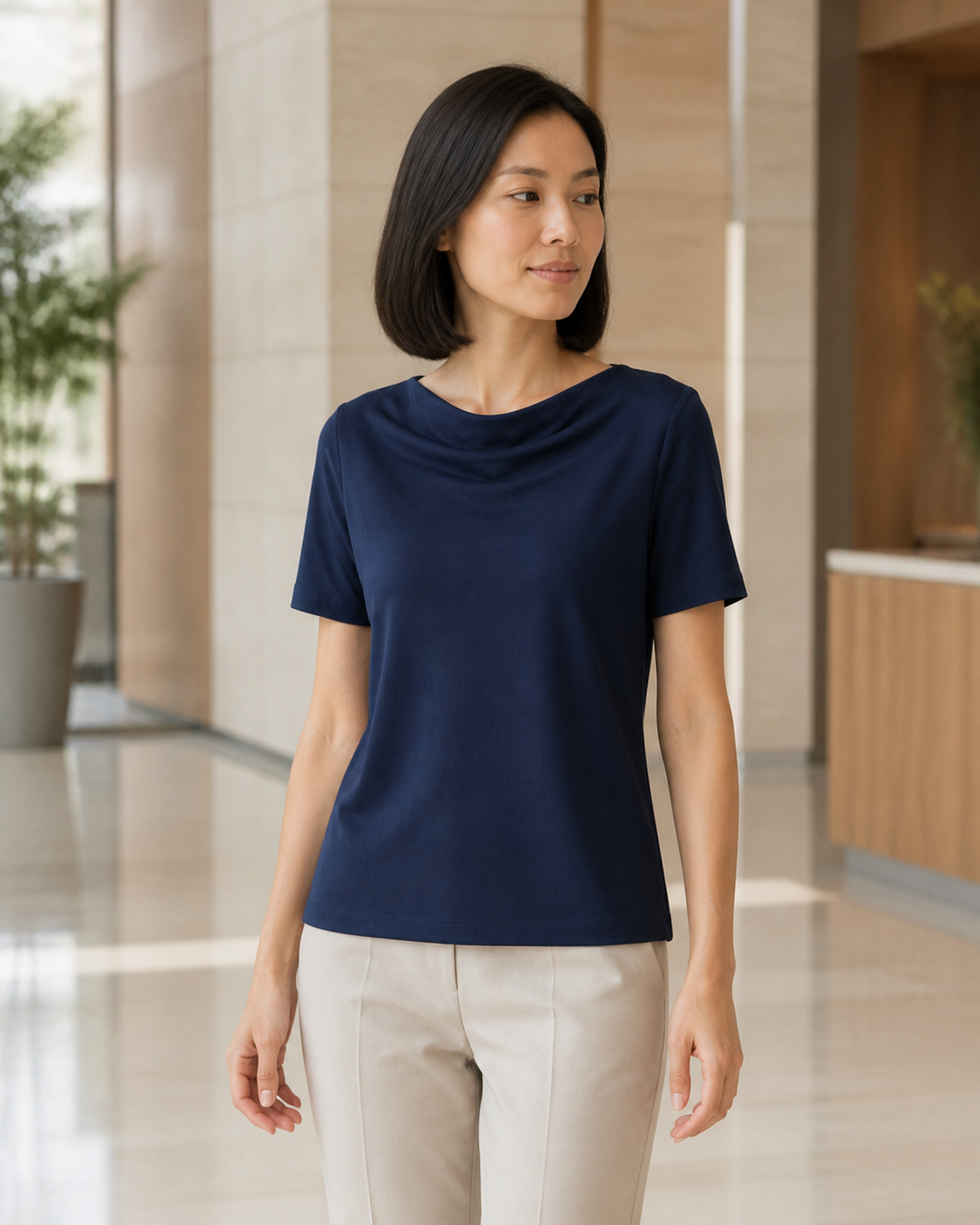 Ava Knit Top with Softly Draped Neckline