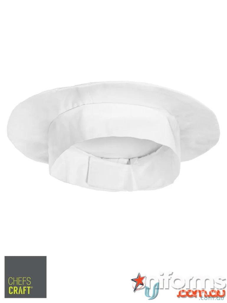 White chefs hat shown as bakers beret perfect for uniforms and workwear styles