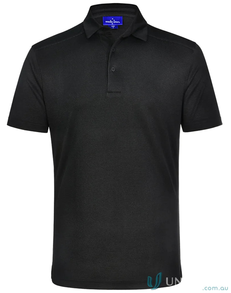 Black short-sleeved Bamboo Charcoal Fabric Corporate Polo shirt for stylish office wear