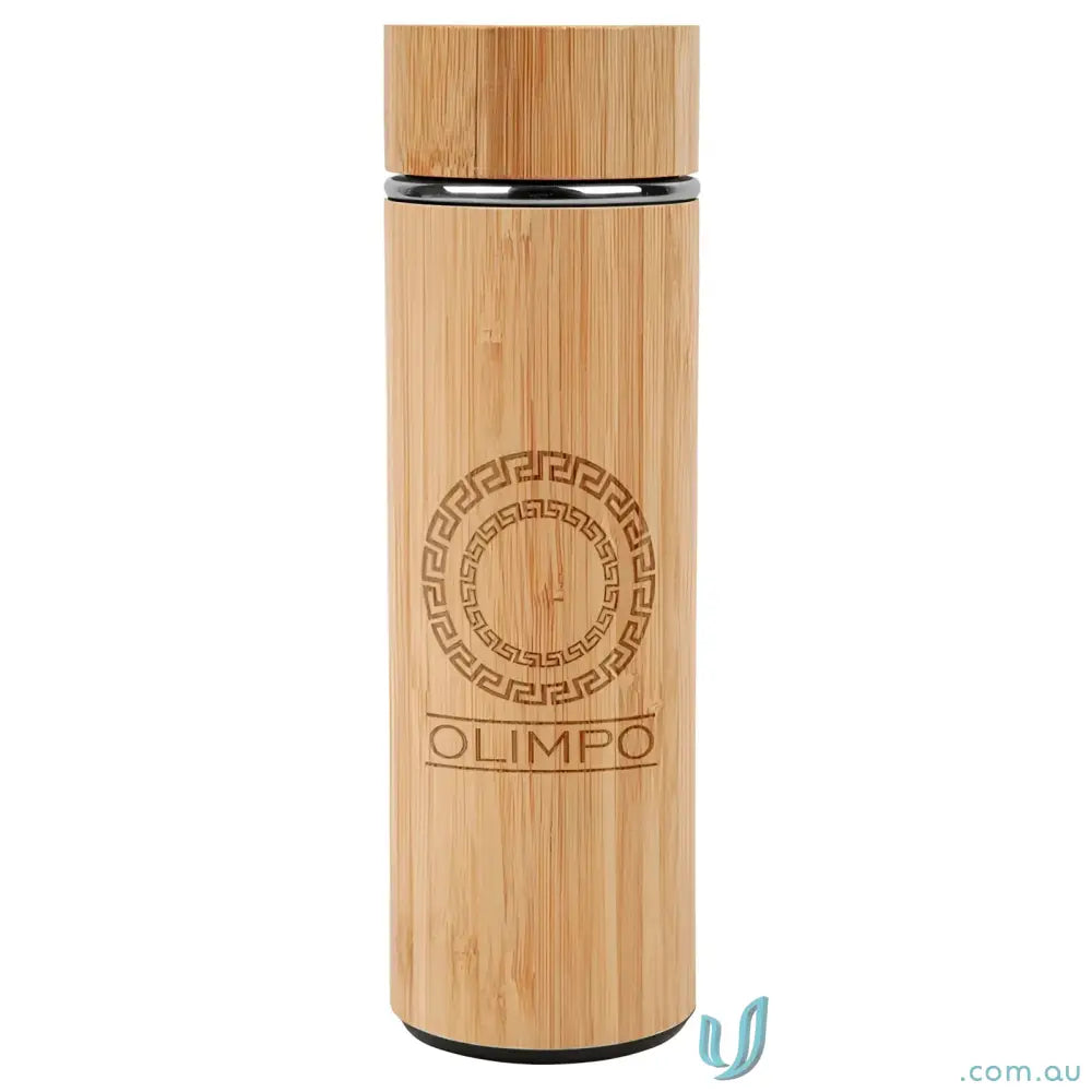 Bambu Eco 400ml Bamboo Water Bottle with stainless steel two-piece tea strainer kit