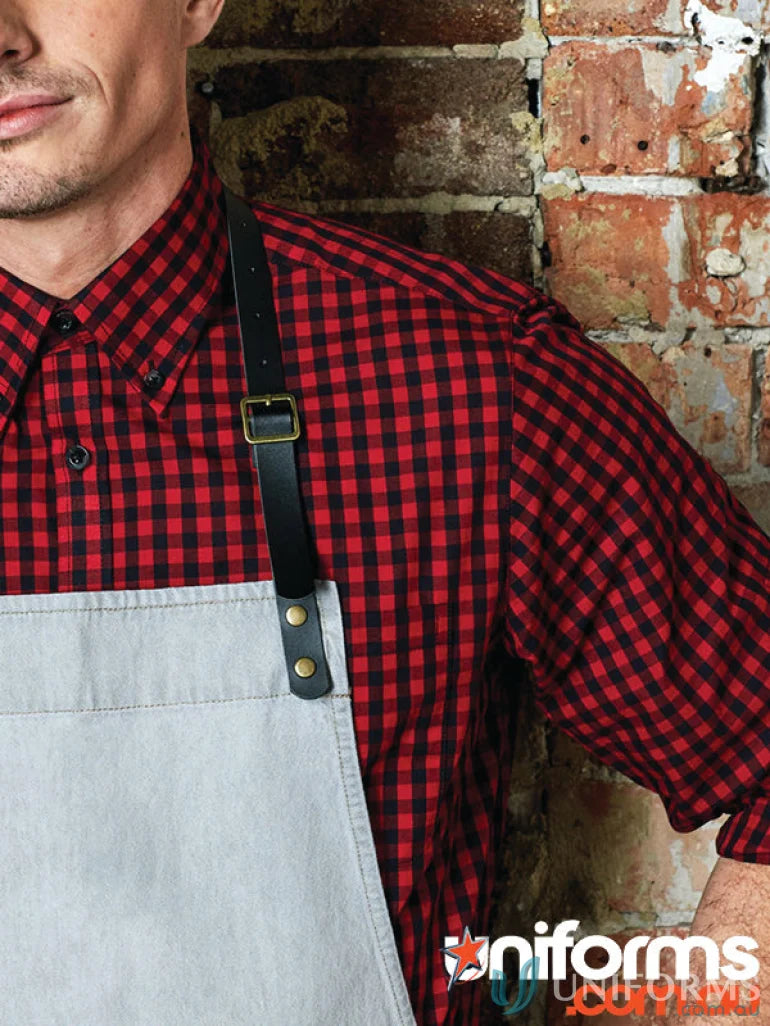 Red and black checkered Barrett Long Sleeve Shirt with apron, perfect long sleeve shirt option