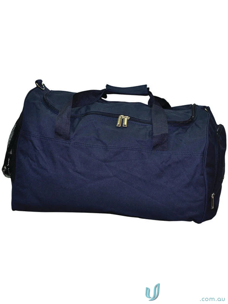 Navy blue B2000 Basic Sports Bag with detachable shoulder strap from Winning Spirit Basic