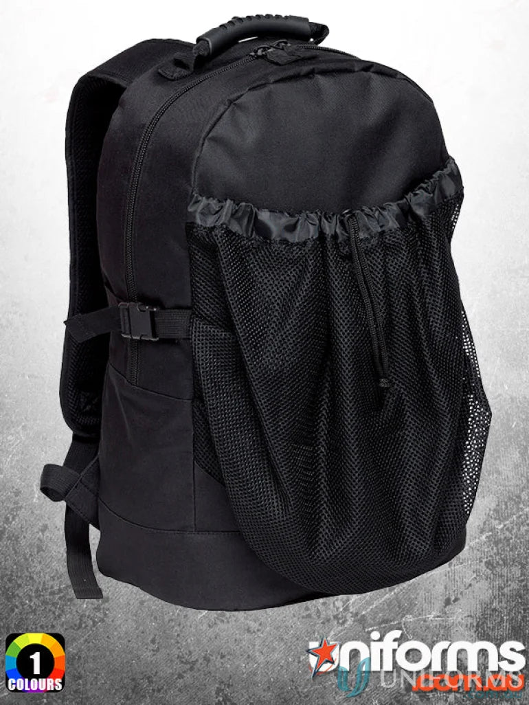Black Basket Backpack with mesh pocket for heavy duty bag orders requiring durability