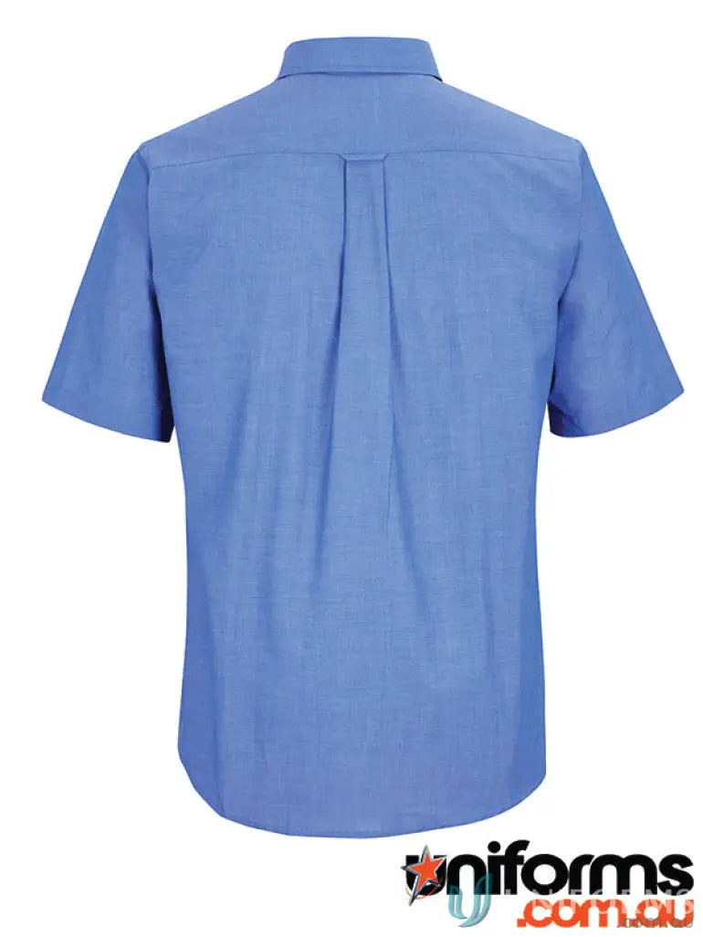 Blue short-sleeved shirt from Basscare EMB Indigo SS, perfect for extra large uniforms