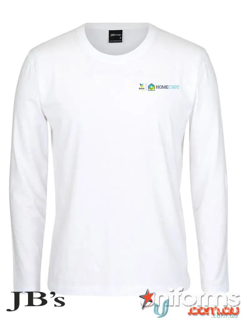 White long-sleeved T-shirt in classic fit, marle colors for uniforms and casual wear