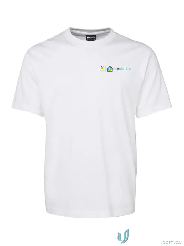 White Basscare HC-EMB Adult SS Tee with logo, perfect for uniforms and casual wear