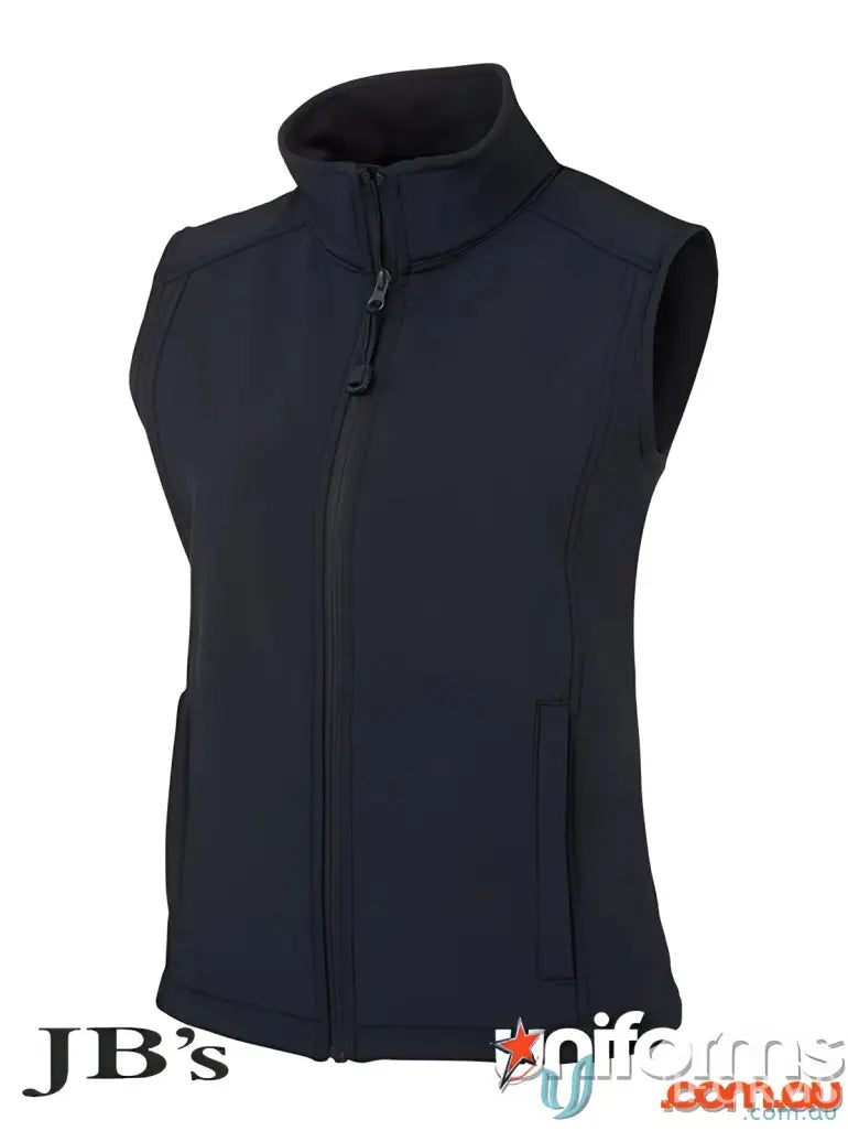Basscare Ladies Vest with sleeveless black softshell fabric and tech icon for uniforms