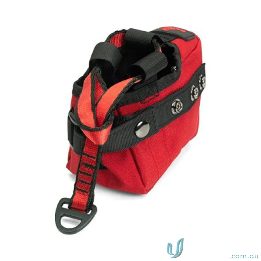 Red tool pouch with black straps, gripps® battery catch reinforced nylon holster