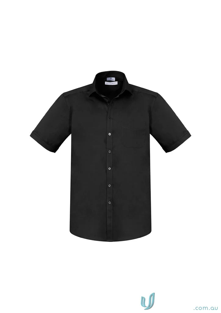Black bentleigh SS shirt with monaco short sleeves and modern narrow collar