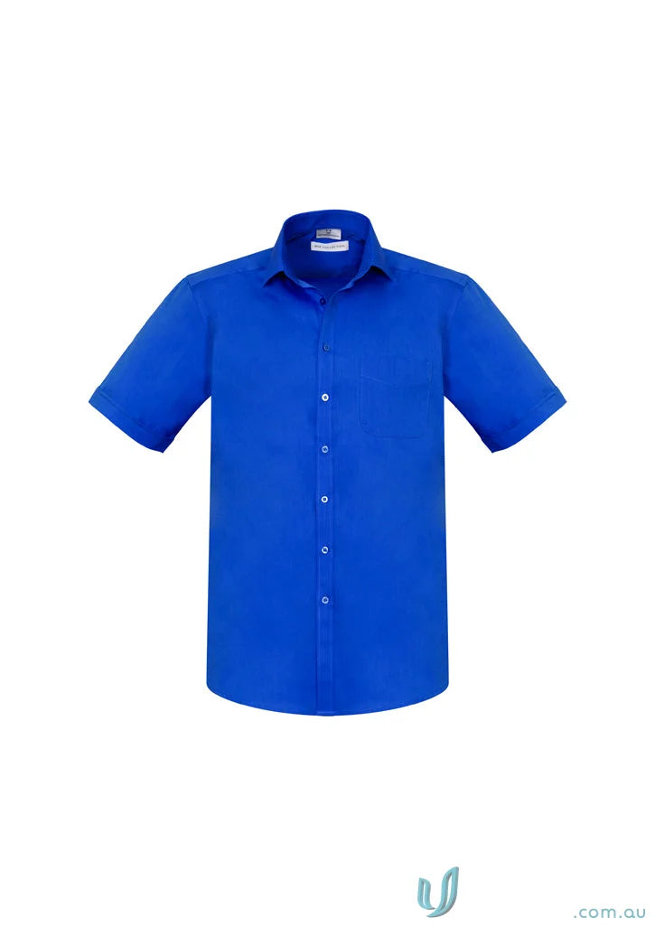 Blue Bentleigh SS Shirt with modern narrow collar, perfect for Monaco short style