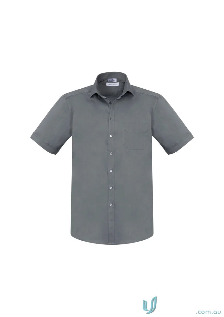 Gray Bentleigh SS Shirt with modern narrow collar, perfect monaco short style