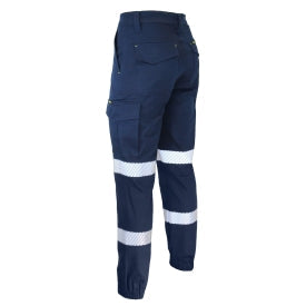 Bio-Motion Segment taped cargo pants with reflective white stripes on lower legs