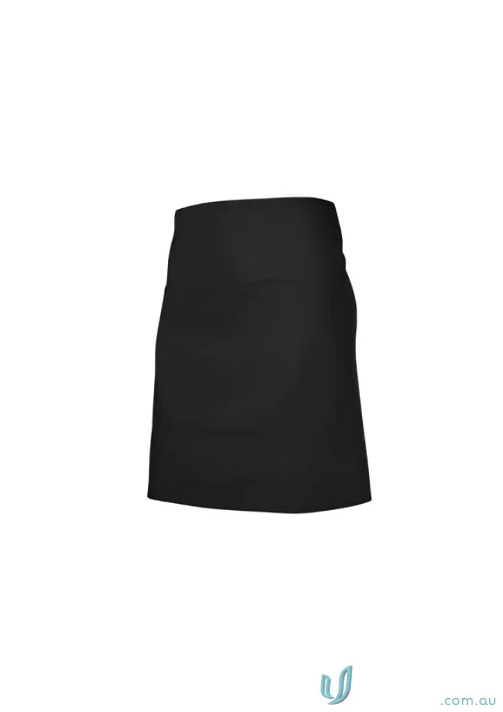 Black lady semi-patent apron with small front pocket from Biz Collection Ladies semi-patent belt