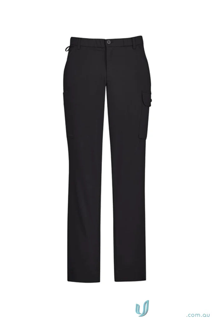 Black Biz Comfort Waist Cargo Pant with multiple pockets for healthcare workers and aged care teams