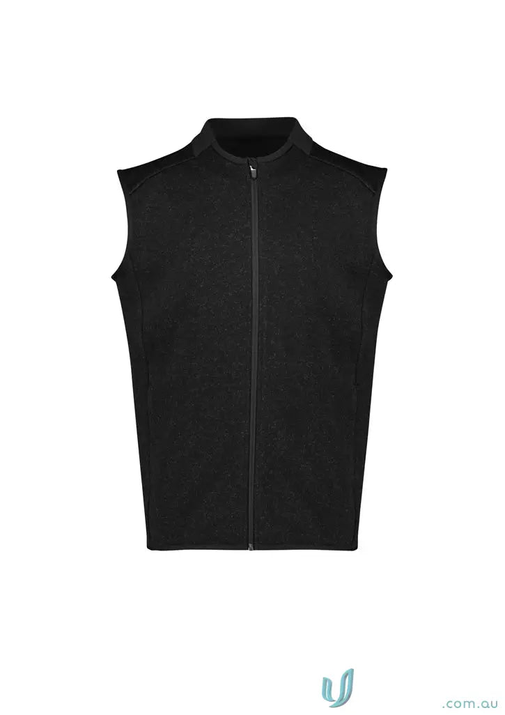 Black men’s nova zip vest with stand-up collar for modern style in Biz Mens Nova line