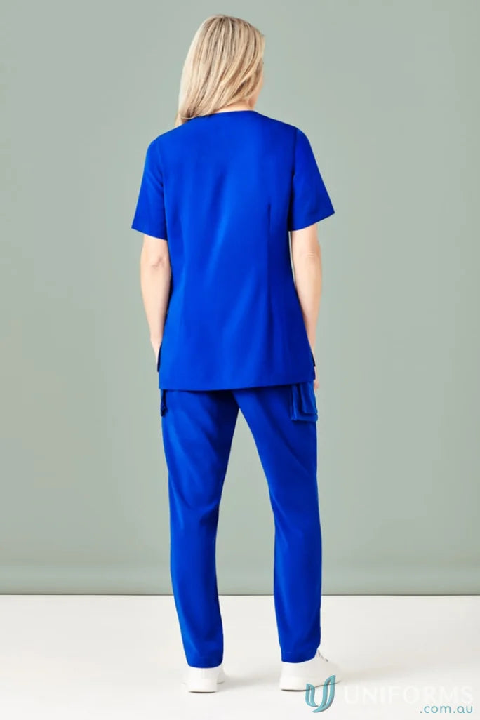 Blue medical scrubs from Bizcare Avery Round Neck Scrub Top for women