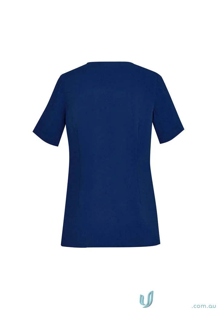 Dark blue women’s Avery Round neck scrub top from Bizcare Avery Round collection