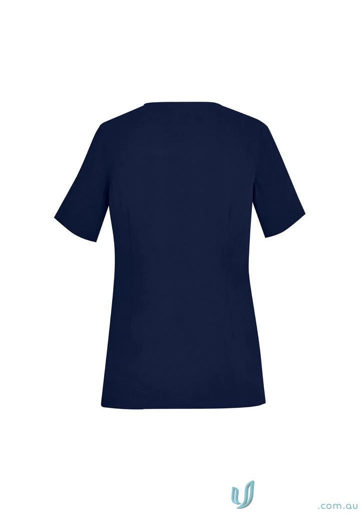 Navy blue Bizcare Avery Round Neck Scrub Top for women, short-sleeved and comfy