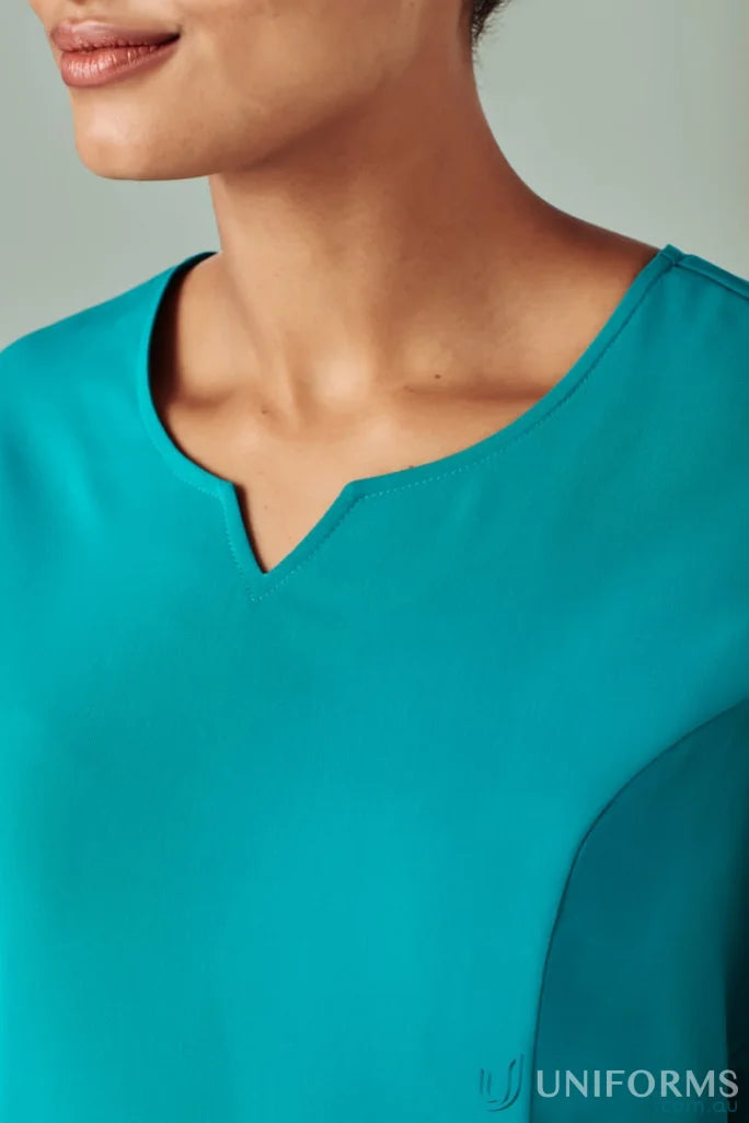 Teal V-neck blouse from Bizcare Avery Round Neck Scrub Top for women