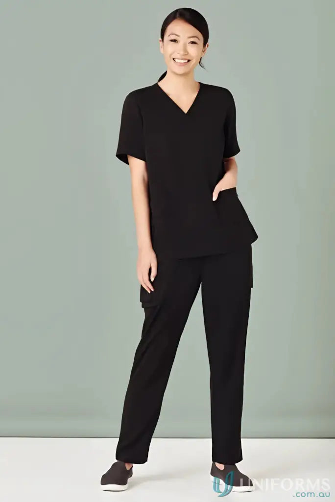 Black Bizcare Avery Slim Leg Scrub Pants for a sleek slim leg scrub look