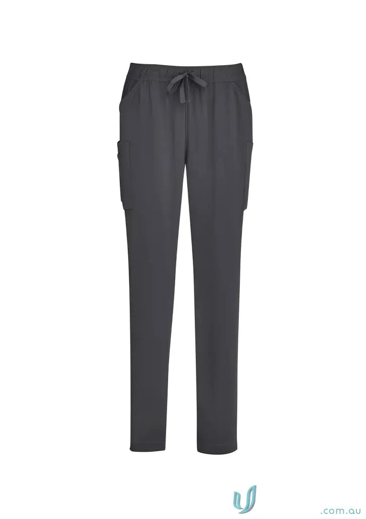 Gray drawstring Bizcare Avery Slim Leg Scrub Pants perfect for slim leg scrub needs