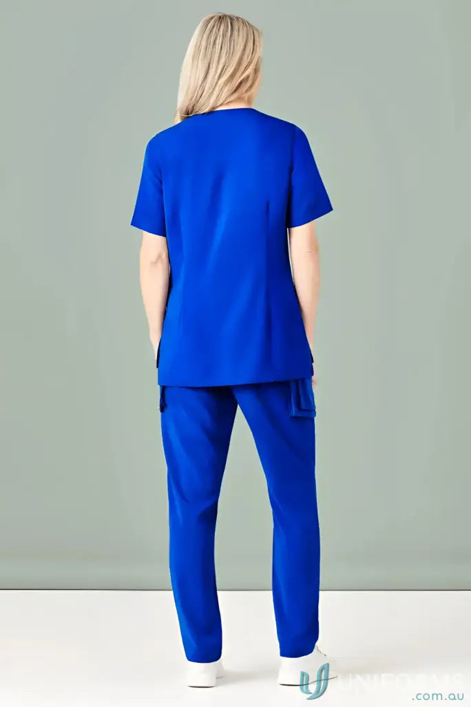 Blue Avery Slim Leg Scrub Pants from Bizcare, comfy slim leg scrub pants