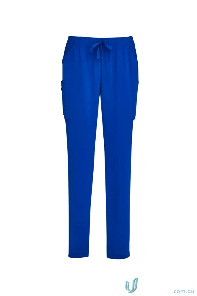 Blue drawstring scrub pants from Bizcare Avery Slim Leg Scrub Pant collection