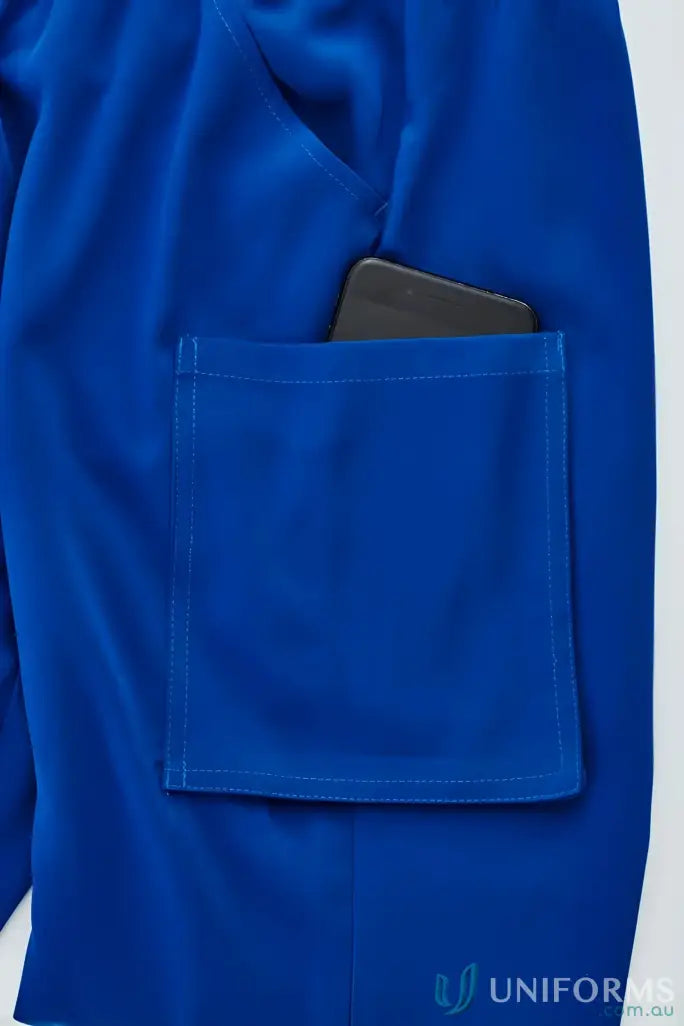 Blue Bizcare Avery Slim Leg Scrub Pant with phone pocket, perfect slim leg scrub pants