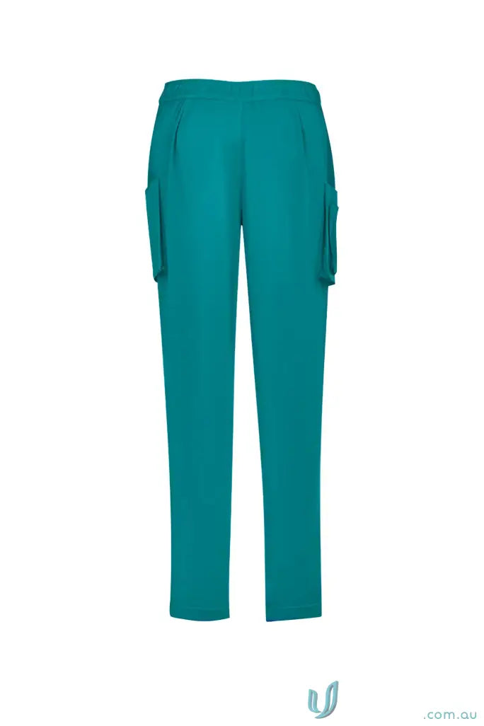 Teal cargo pants from Bizcare Avery Slim Leg Scrub Pant for comfortable slim leg scrub look