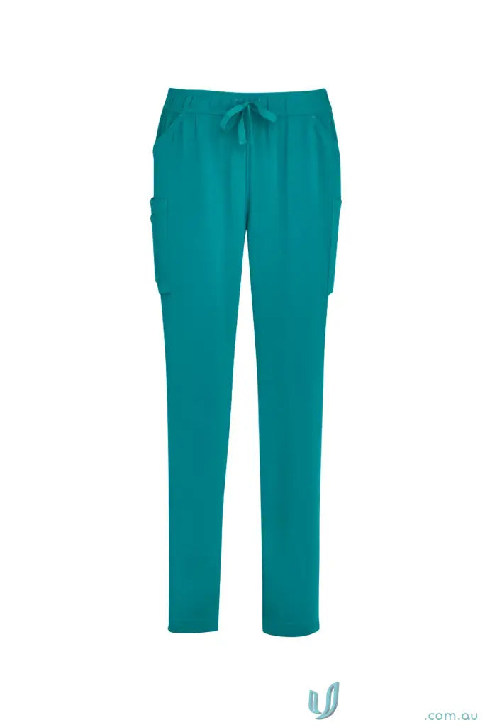 Teal Avery Slim Leg Scrub Pants with drawstring by Bizcare, perfect slim leg scrub pants